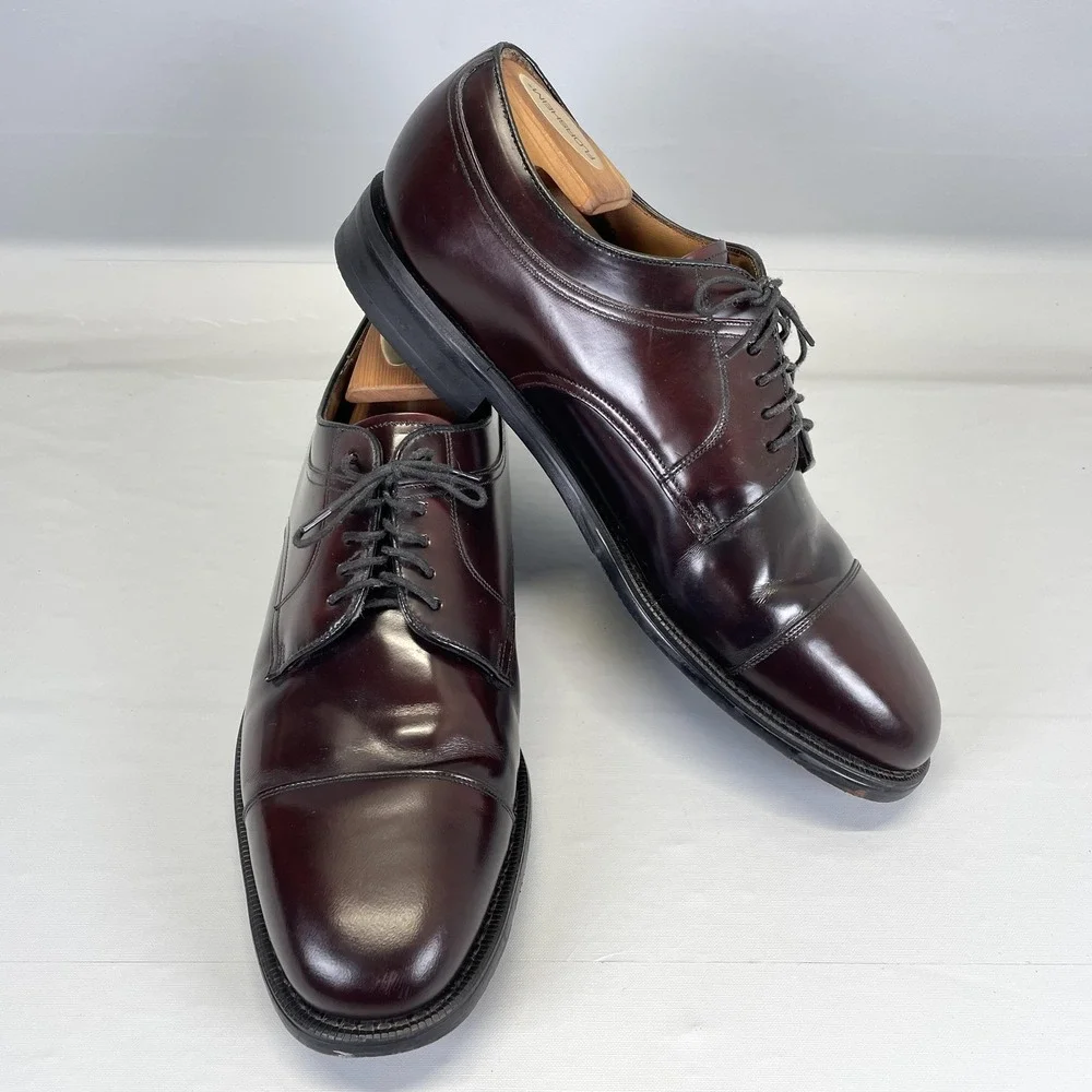 Johnston & Murphy Dress Shoes Mens Size 10 M Burgundy Leather Cap Toe Derby